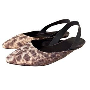 VINCE. Snake Skin Pattern Leather Slingback Flats 8M
